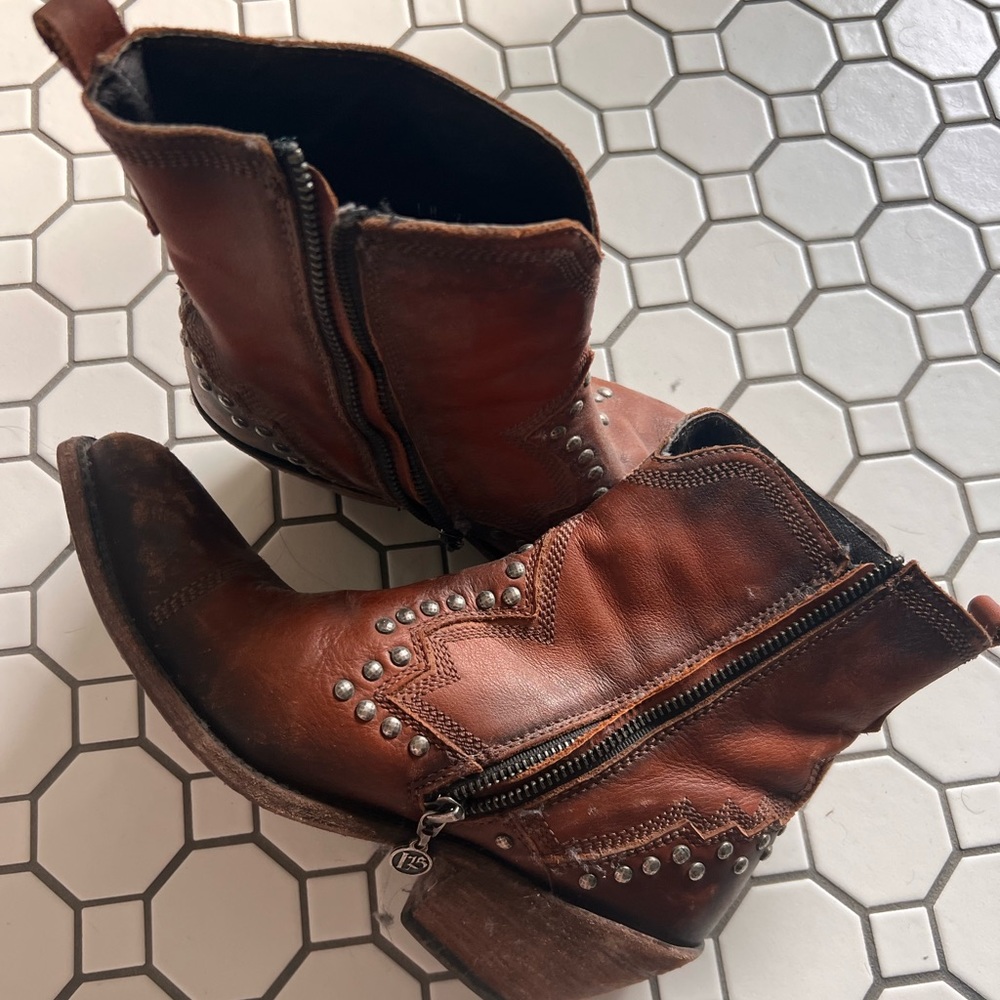 Liberty black studded brown booties hardly worn size 8